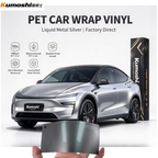 KUMOSHI PET Liquid Metal Grey Car Wrap Vinyl Full Body 1.52*17m Non Yellowing UV Resistant Color Change Car Stickers Custom