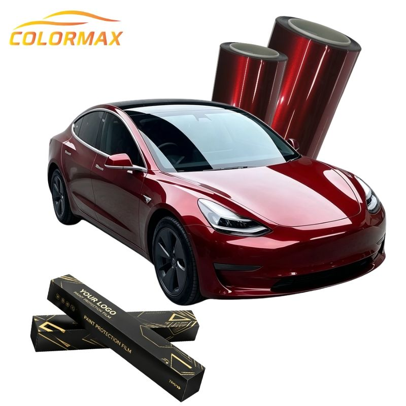PET Car Wrap Vinyl Glossy Dragon Blood Red Air Release Bubble Free Color Change Film for Full Body Automotive Exterior Styling