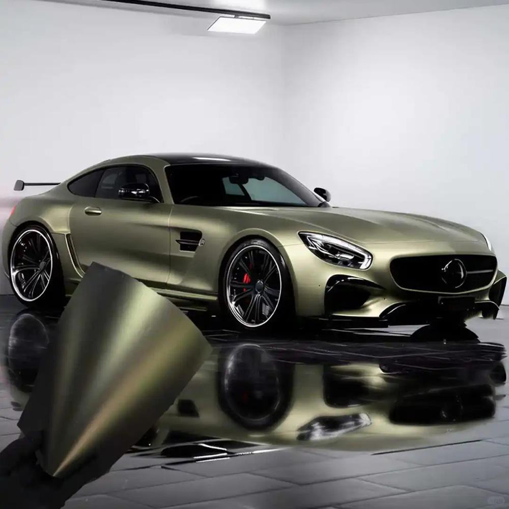 Hot Selling High Quality PET Matte Metallic Green Car Wrap Film 1.52x17M Air Release Color Change Vehicle Wrap Vinyl