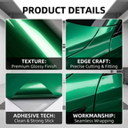 KUMOSHI Best-selling Colored Self-Adhesive PVC Wrapping Film Rolls with Gloss Metallic Effect green