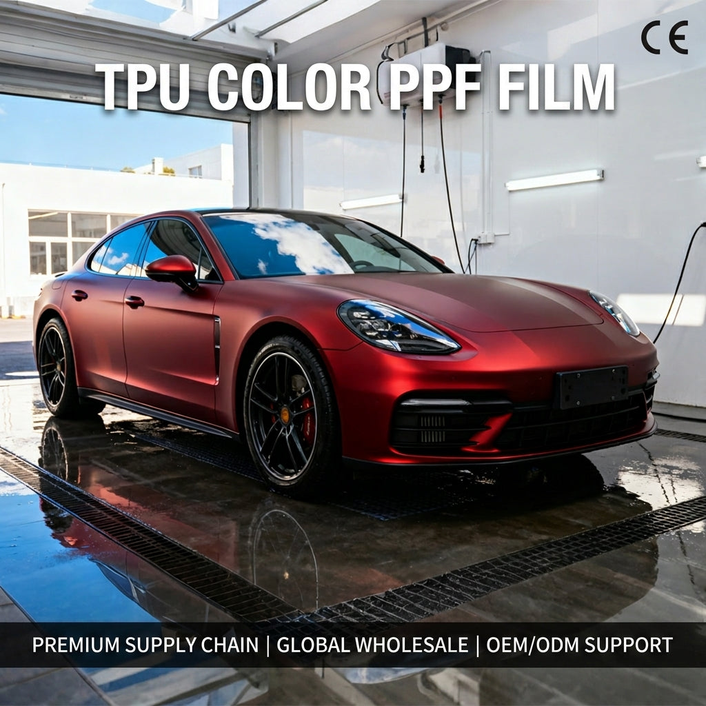 Matte Red Black TPU PPF Film Color Changing